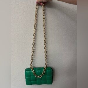 Source Unknown Emerald Crossbody Bag with Gold Chain